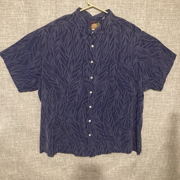 Caribbean Mens Hawaiian Shirt Blue Tropical Button Down Silk/Rayon Blend Sz 4X. - Picture 1 of 7